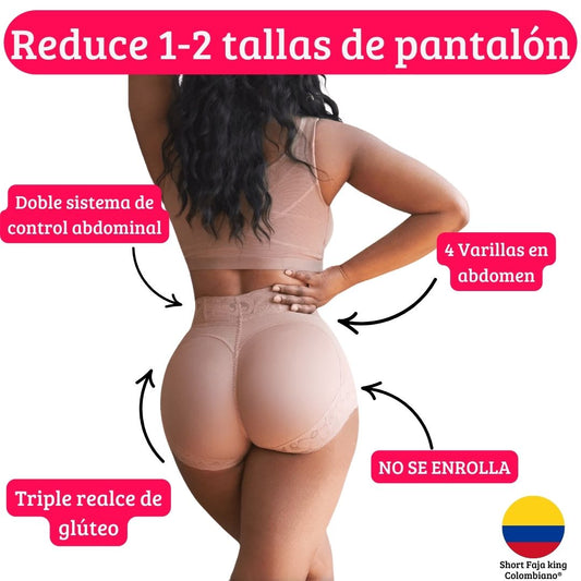 SHORT LEVANTA COLA KING®️ CON CONTROL DE ABDOMEN & 4 VARILLAS🇨🇴
